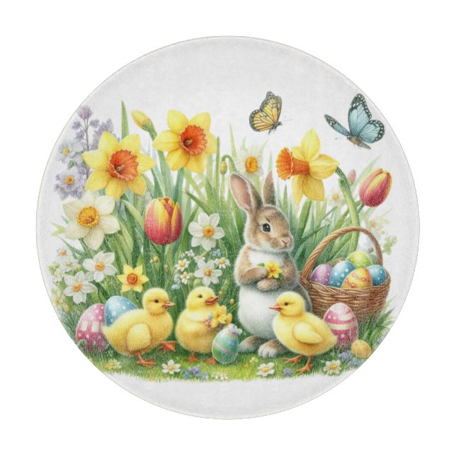 Classic/Vintage spring rabbit/chicken Cutting Board (Front)
