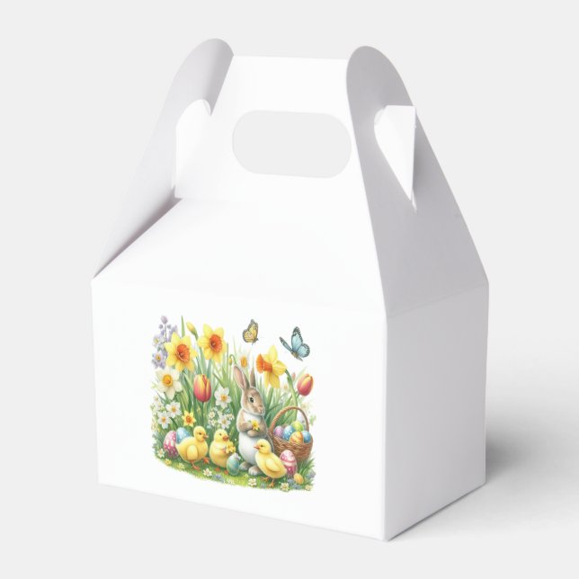 Classic/Vintage spring rabbit/chicken Favour Box (Front Side)