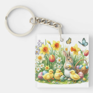 Classic/Vintage spring rabbit/chicken Key Ring