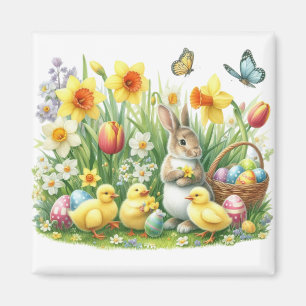 Classic/Vintage spring rabbit/chicken Magnet
