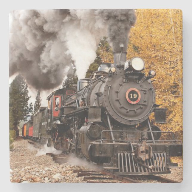 Classic Vintage Steam Engine Train Stone Coaster (Front)