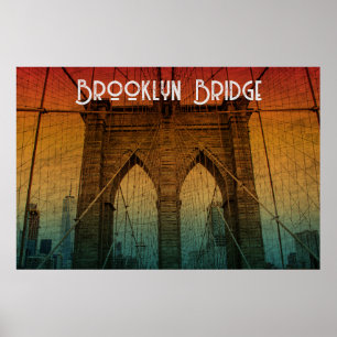 Classic Vintage Sunset Brooklyn Bridge New York Poster