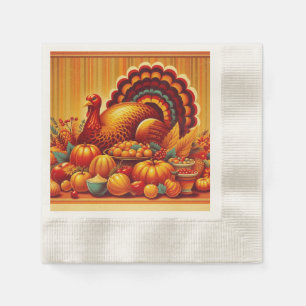 classic/vintage Thanksgiving Turkey Napkin