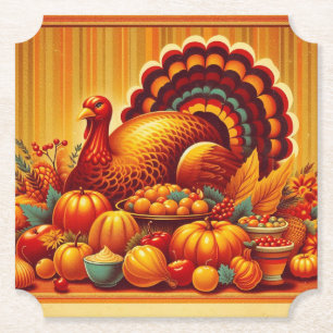 classic/vintage Thanksgiving Turkey Paper Coaster