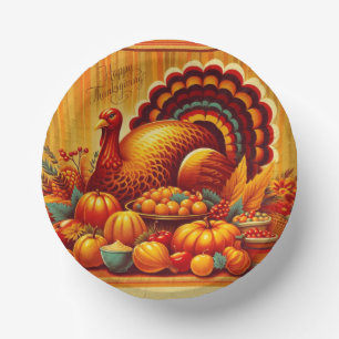 classic/vintage Thanksgiving Turkey Paper Plate