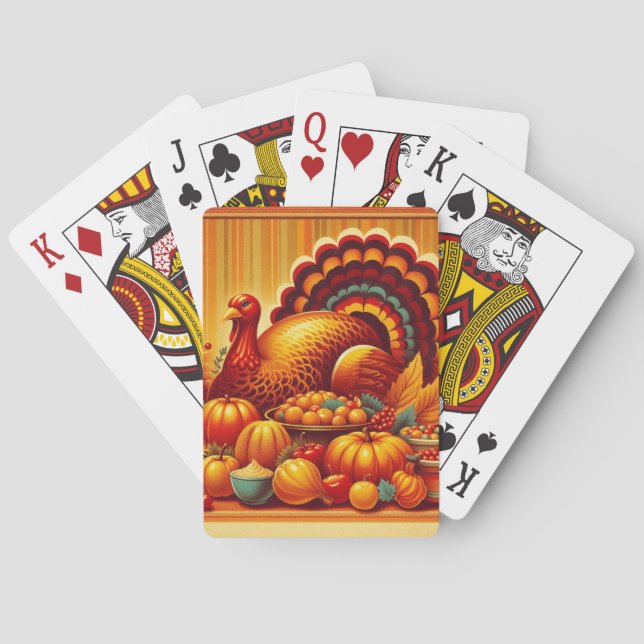 classic/vintage Thanksgiving Turkey Playing Cards (Back)