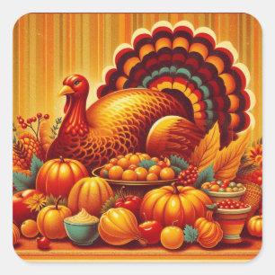 classic/vintage Thanksgiving Turkey Square Sticker