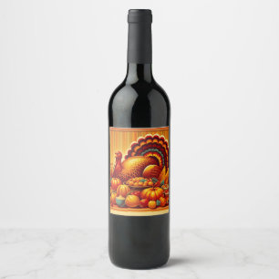 classic/vintage Thanksgiving Turkey Wine Label