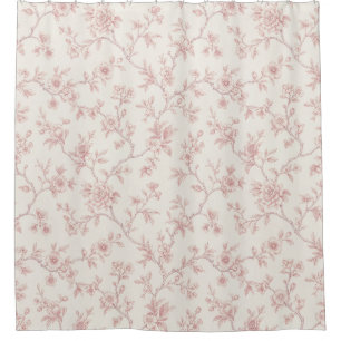 Classic Vintage Toile Floral Pattern Red Shower Curtain