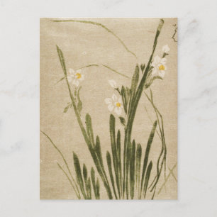 Classic vintage ukiyo-e japanese flowers art postcard