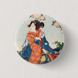 Classic vintage ukiyo-e japanese geisha Utagawa 3 Cm Round Badge