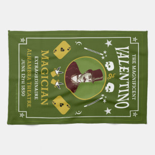 Classic vintage victorian magic Illusionist   Tea Towel