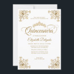Classic Vintage White Gold Frame Tiara Quinceanera Invitation<br><div class="desc">Modern Classic Elegant Glam White Gold Frame Princess Tiara 15th Birthday Quinceanera Invitation</div>