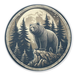 Classic/vintage wilderness bear ceramic knob