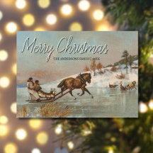 Classic Vintage Winter Sleigh Ride Scene