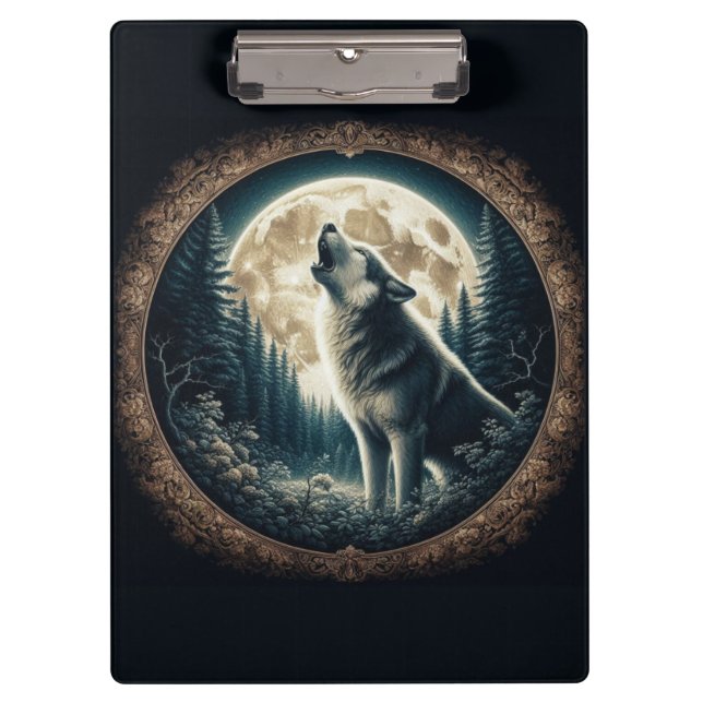 Classic, vintage wolf & moon  clipboard (Front)