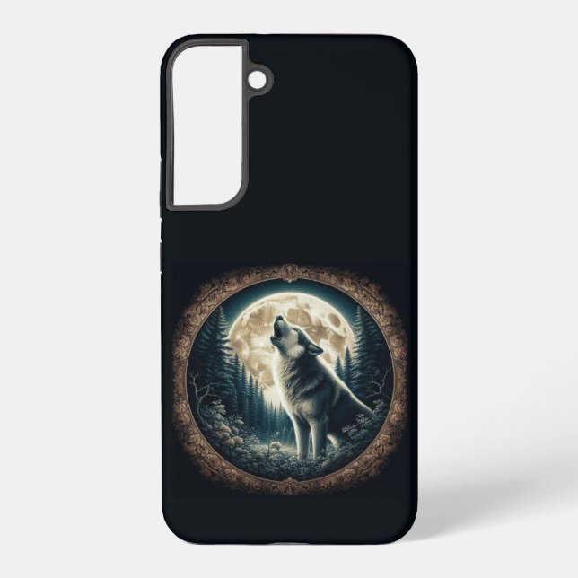 Classic, vintage wolf & moon  samsung galaxy s22+ case (Back)