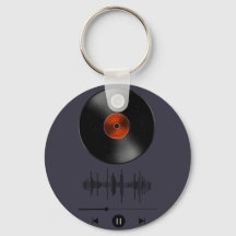 Classic Vinyl Record Soundwave Minimalist Keychain