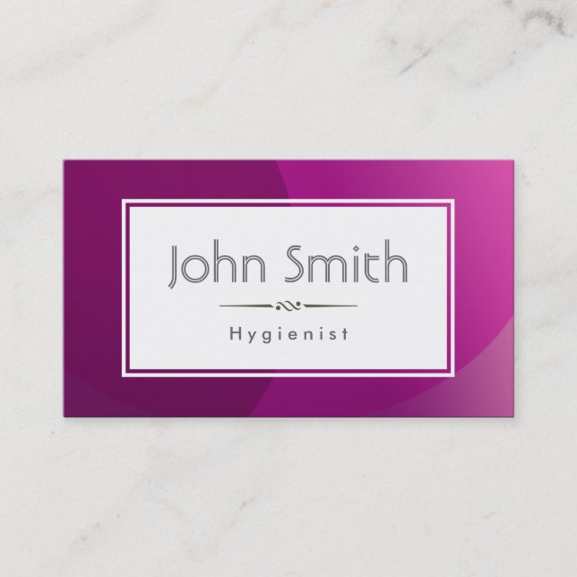 Classic Violet Background Hygienist Business Card (Front)
