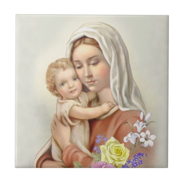Classic Virgin Mary Ceramic Tile (Front)
