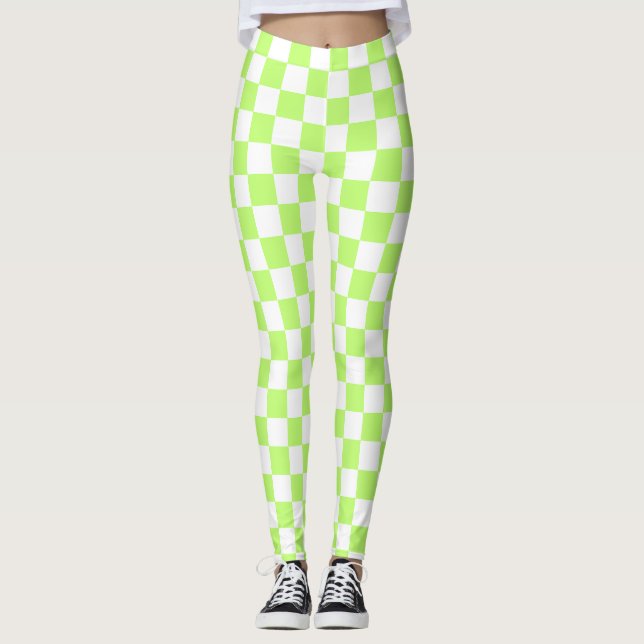 Classic visual lime checkerboard  leggings (Front)
