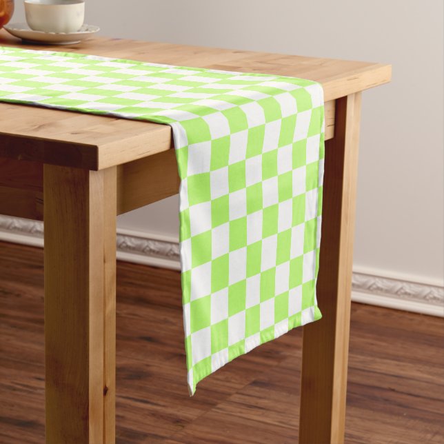 Classic visual lime checkerboard  short table runner (In Situ)