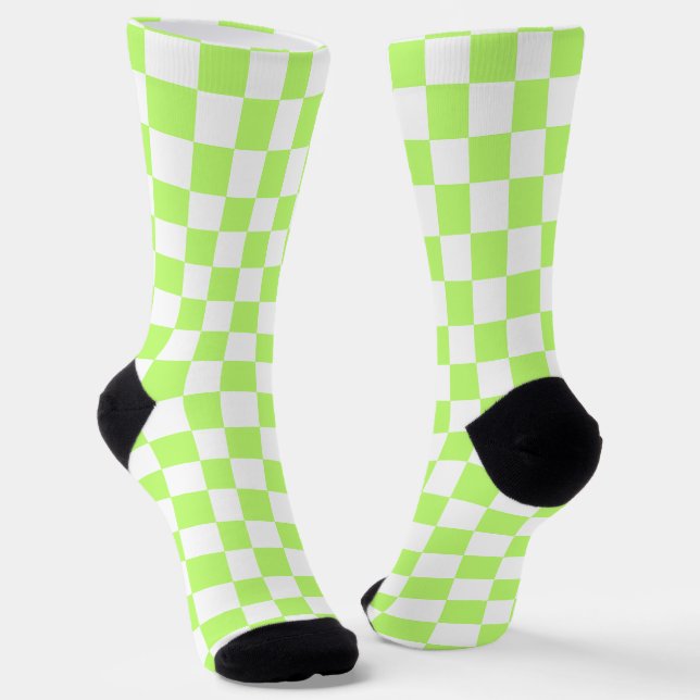 Classic visual lime checkerboard  socks (Angled)