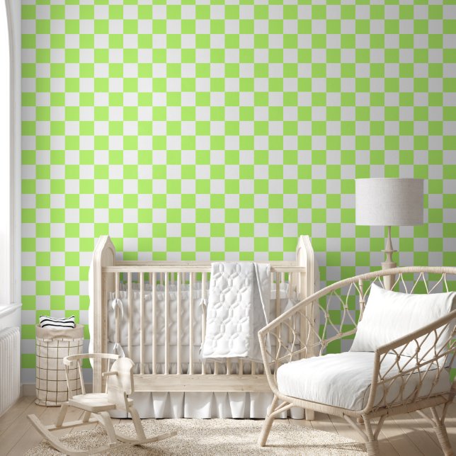 Classic visual lime checkerboard  wallpaper (Kids)