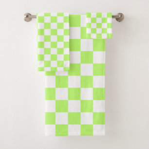 Classic visual lime chequerboard  bath towel set