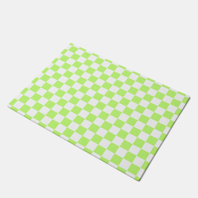 Classic visual lime chequerboard  doormat (Angled)