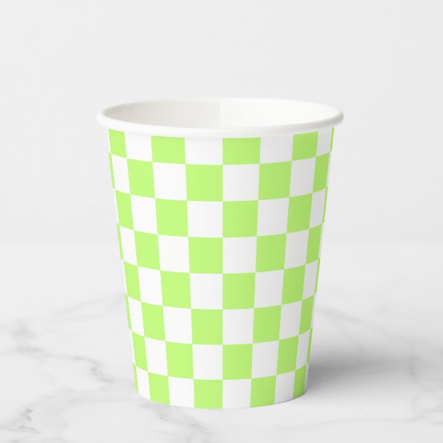 Classic visual lime chequerboard  paper cups (Left)