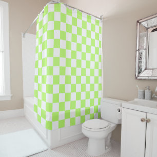 Classic visual lime chequerboard  shower curtain