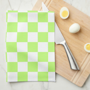 Classic visual lime chequerboard  tea towel