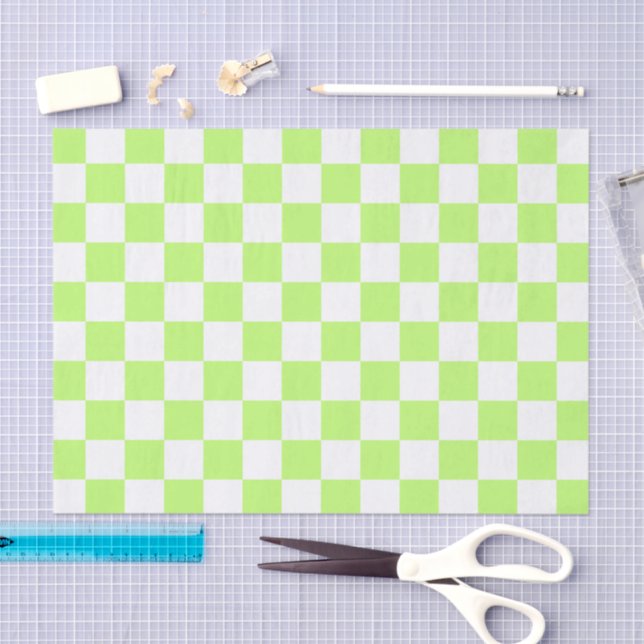 Classic visual lime chequerboard  tissue paper (Craft)