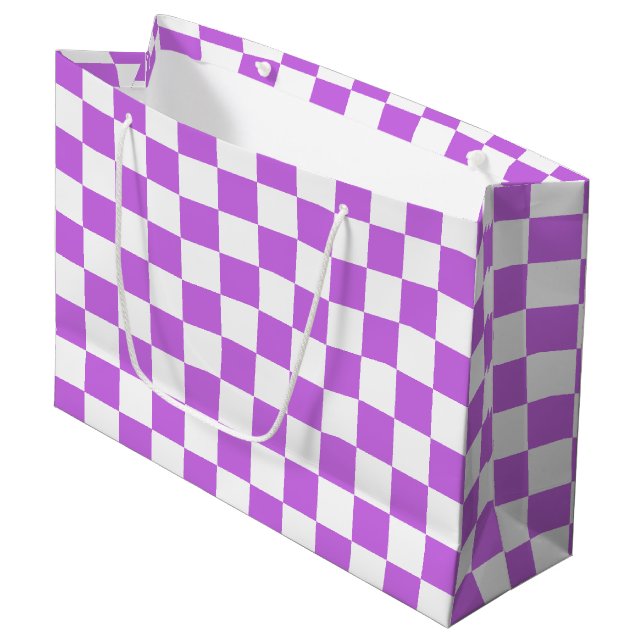 Classic visual magenta checkerboard  large gift bag (Front Angled)