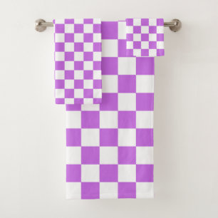 Classic visual magenta chequerboard  bath towel set