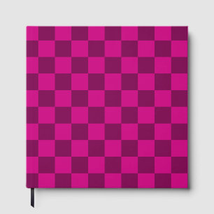 Classic visual magenta chequerboard guest book