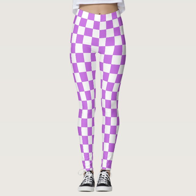Classic visual magenta chequerboard  leggings (Front)
