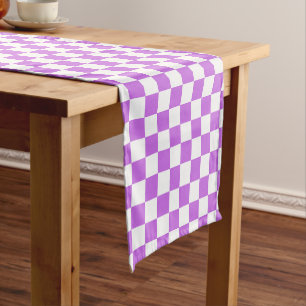Classic visual magenta chequerboard short table runner