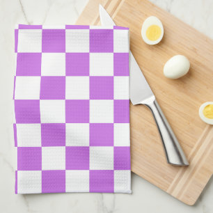 Classic visual magenta chequerboard tea towel