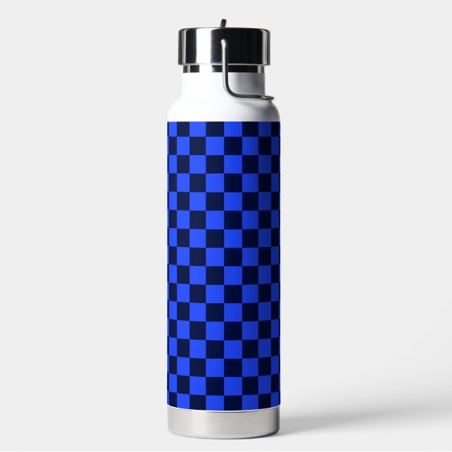 Classic visual magenta chequerboard  water bottle (Left)