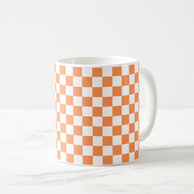 Classic visual orange checkerboard  coffee mug (Front Right)