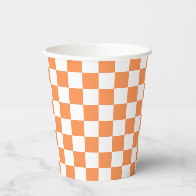 Classic visual orange checkerboard  paper cups (Left)