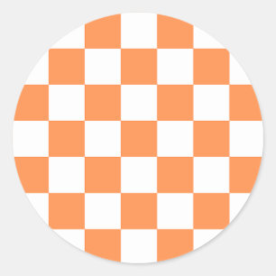 Classic visual orange chequerboard  round sticker