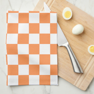 Classic visual orange chequerboard tea towel