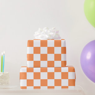 Classic visual orange chequerboard wrapping paper