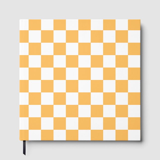 Classic visual peach checkerboard  guest book (Front)