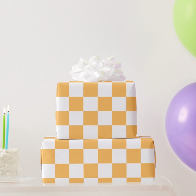 Classic visual peach checkerboard  wrapping paper (Creator Uploaded)