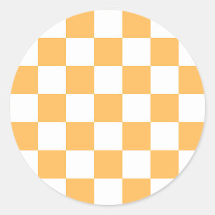 Classic visual peach chequerboard round sticker