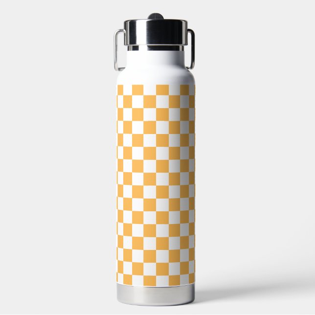 Classic visual peach chequerboard  water bottle (Front)
